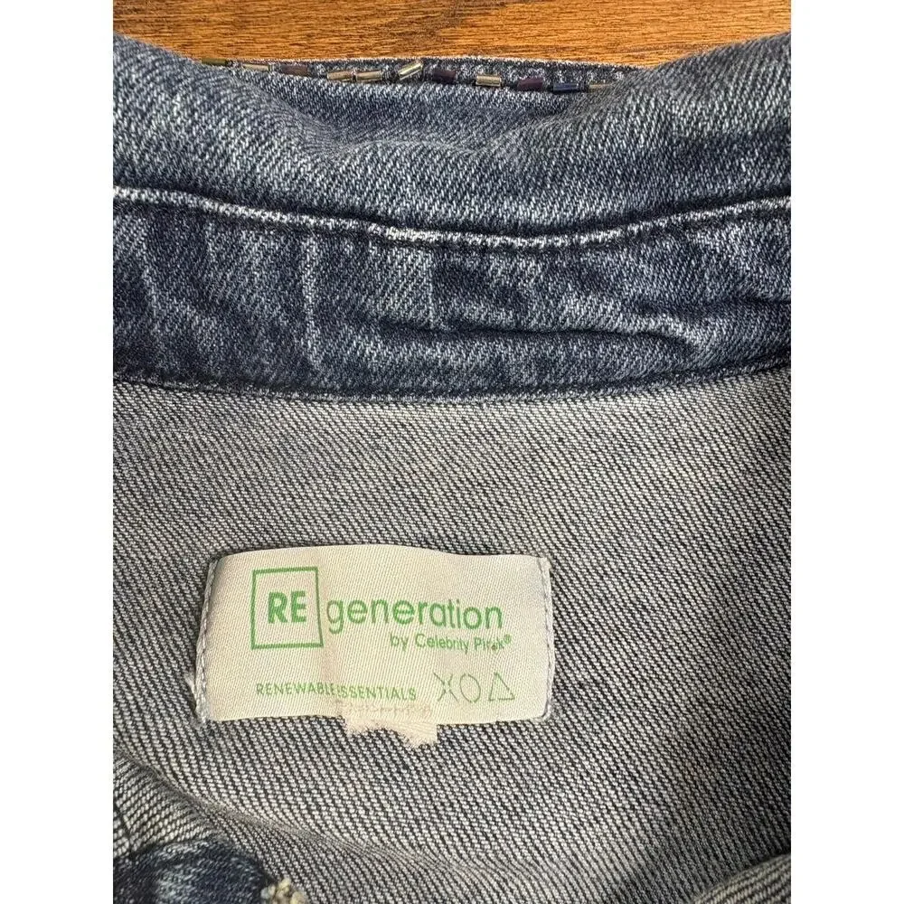 RE Generation by Celebrity Pink Jacket Womens Size XL Denim Jean Embellished New